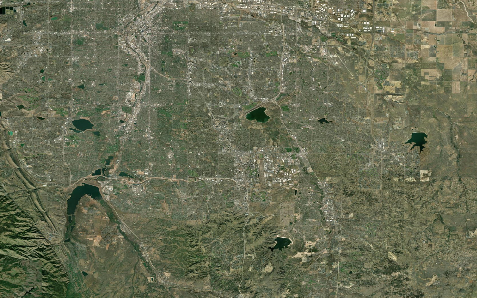 Satellite view of Denver's south metro with Centennial marked as Clearline's primary local service area