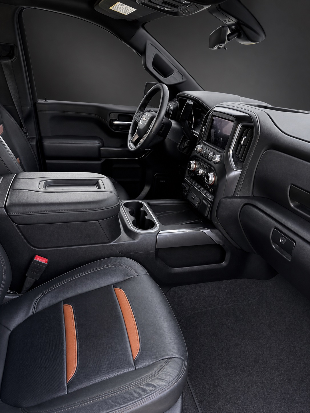 Finished dark pickup cabin after an interior detail